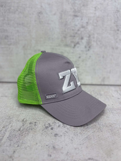 ZENY7 (GREY & LIME GREEN TRUCKER CAP)