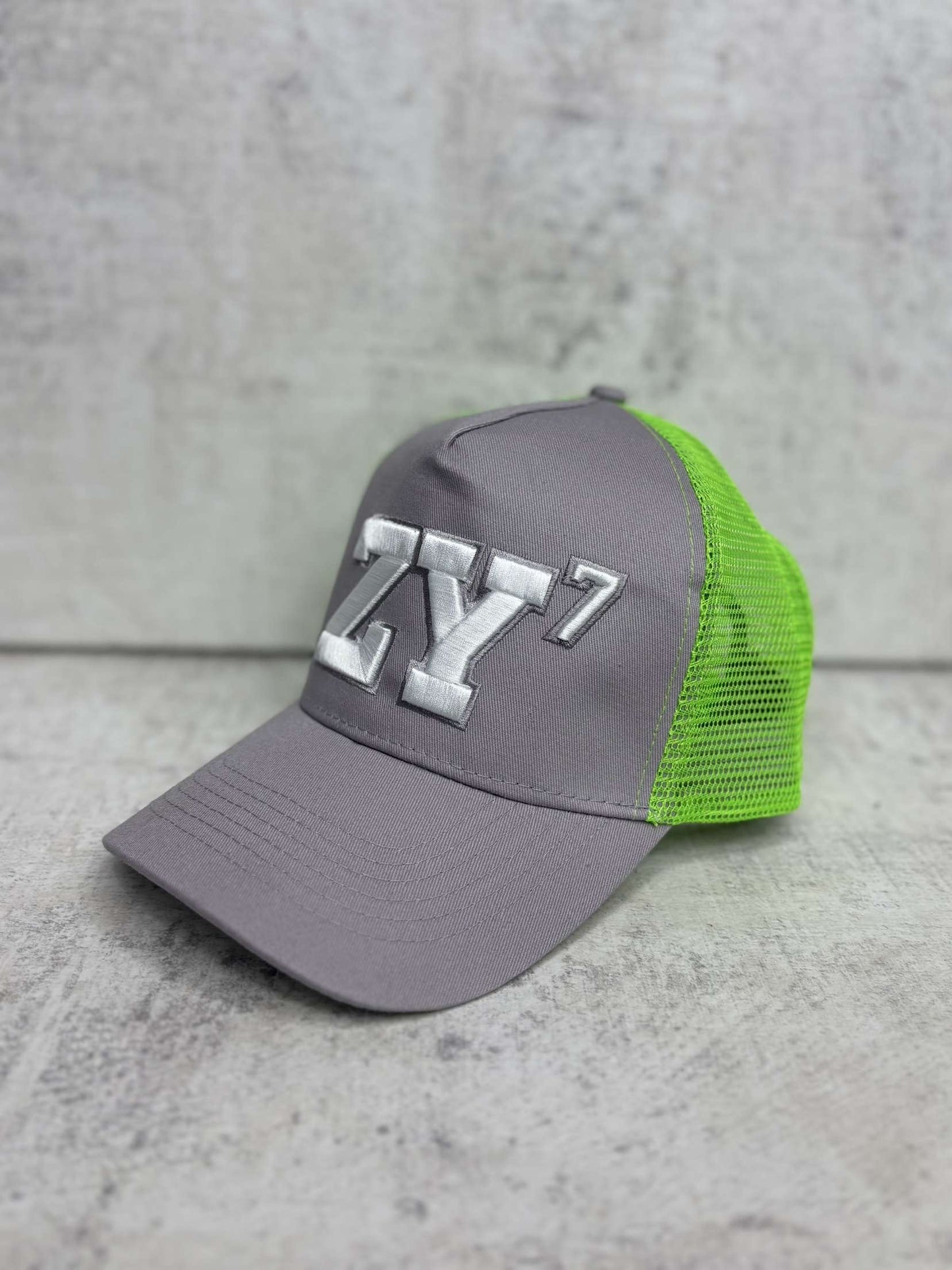 ZENY7 (GREY & LIME GREEN TRUCKER CAP)
