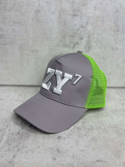 ZENY7 (GREY & LIME GREEN TRUCKER CAP)