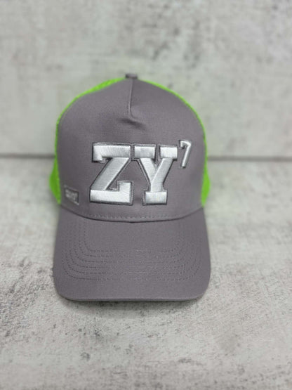 ZENY7 (GREY & LIME GREEN TRUCKER CAP)
