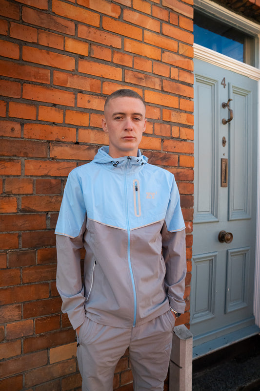 VIVID TRACKSUIT + TSHIRT (LIGHT BLUE & GREY)