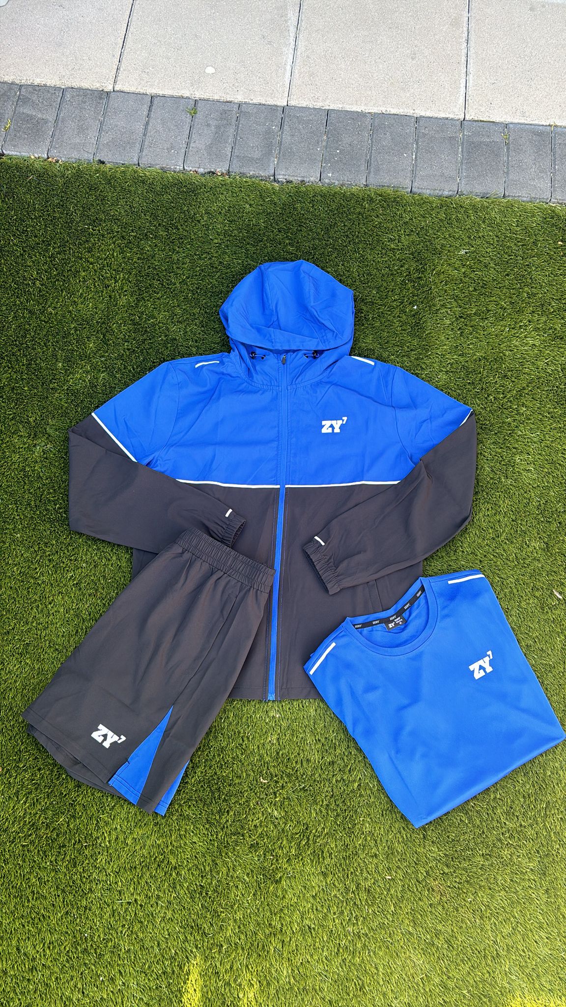 VIVID SHORTSETS SET + TSHIRT (BLUE & BLACK)